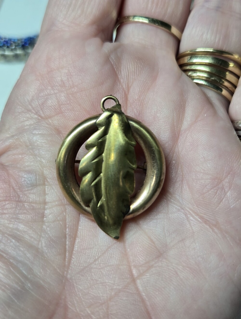 Vintage Gold Filled Leaf Pendant Necklace Charm